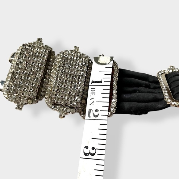 William deLillo Vintage 70s Satin Rhinestone Belt Statement Designer Couture - Picture 13 of 14